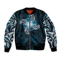 New Zealand Matariki Waita Sleeve Zip Bomber Jacket Maori Moko Dark Blue Galaxy LT05