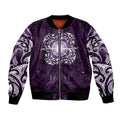 New Zealand Matariki Waipunarangi Bomber Jacket Maori Moko Purple Galaxy LT05