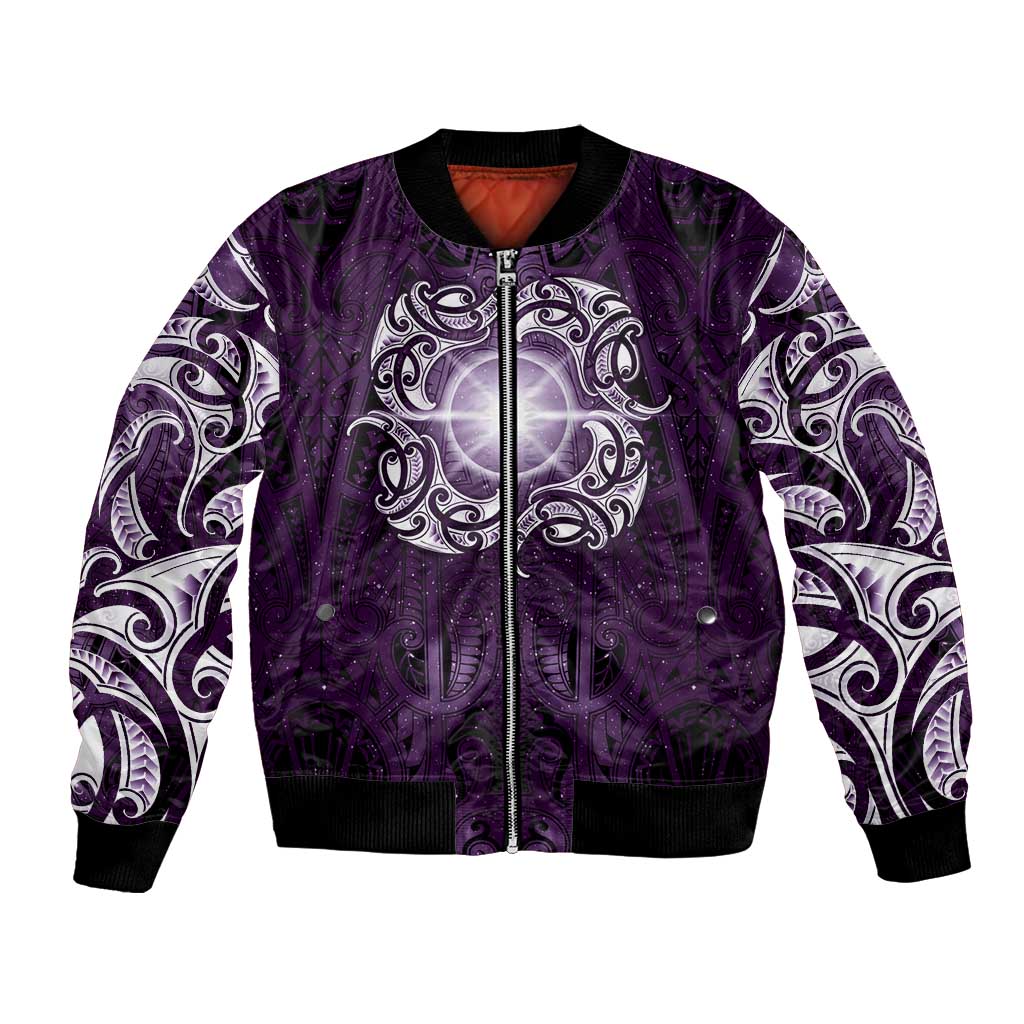 New Zealand Matariki Waipunarangi Bomber Jacket Maori Moko Purple Galaxy LT05