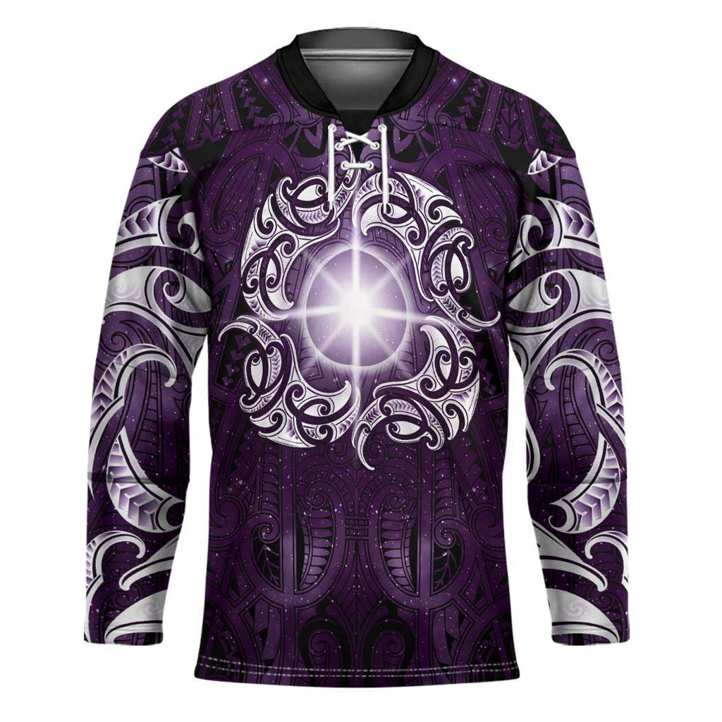 New Zealand Matariki Waipunarangi Hockey Jersey Maori Moko Purple Galaxy LT05