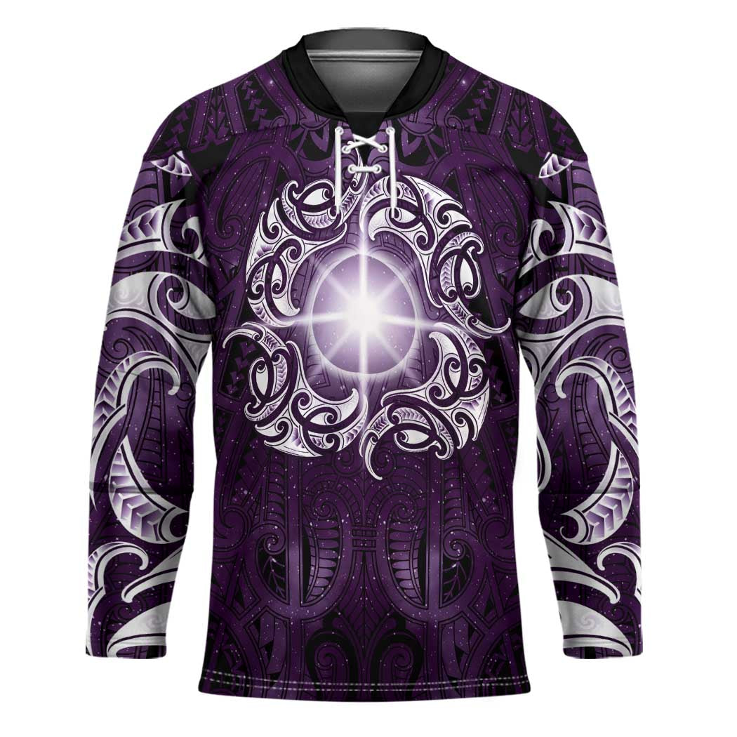 New Zealand Matariki Waipunarangi Hockey Jersey Maori Moko Purple Galaxy LT05