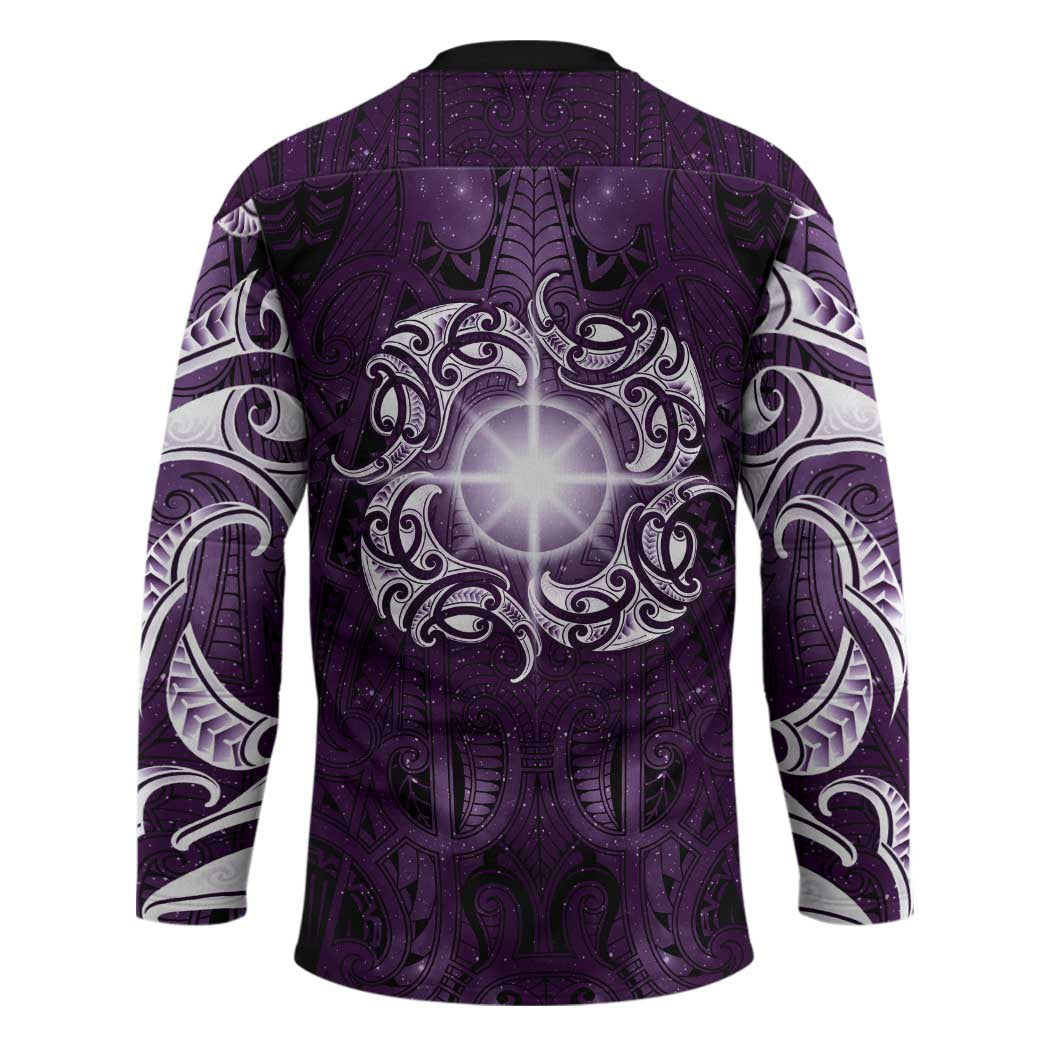 New Zealand Matariki Waipunarangi Hockey Jersey Maori Moko Purple Galaxy LT05