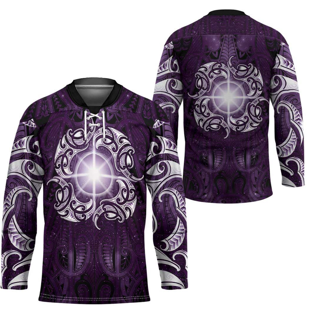 New Zealand Matariki Waipunarangi Hockey Jersey Maori Moko Purple Galaxy LT05