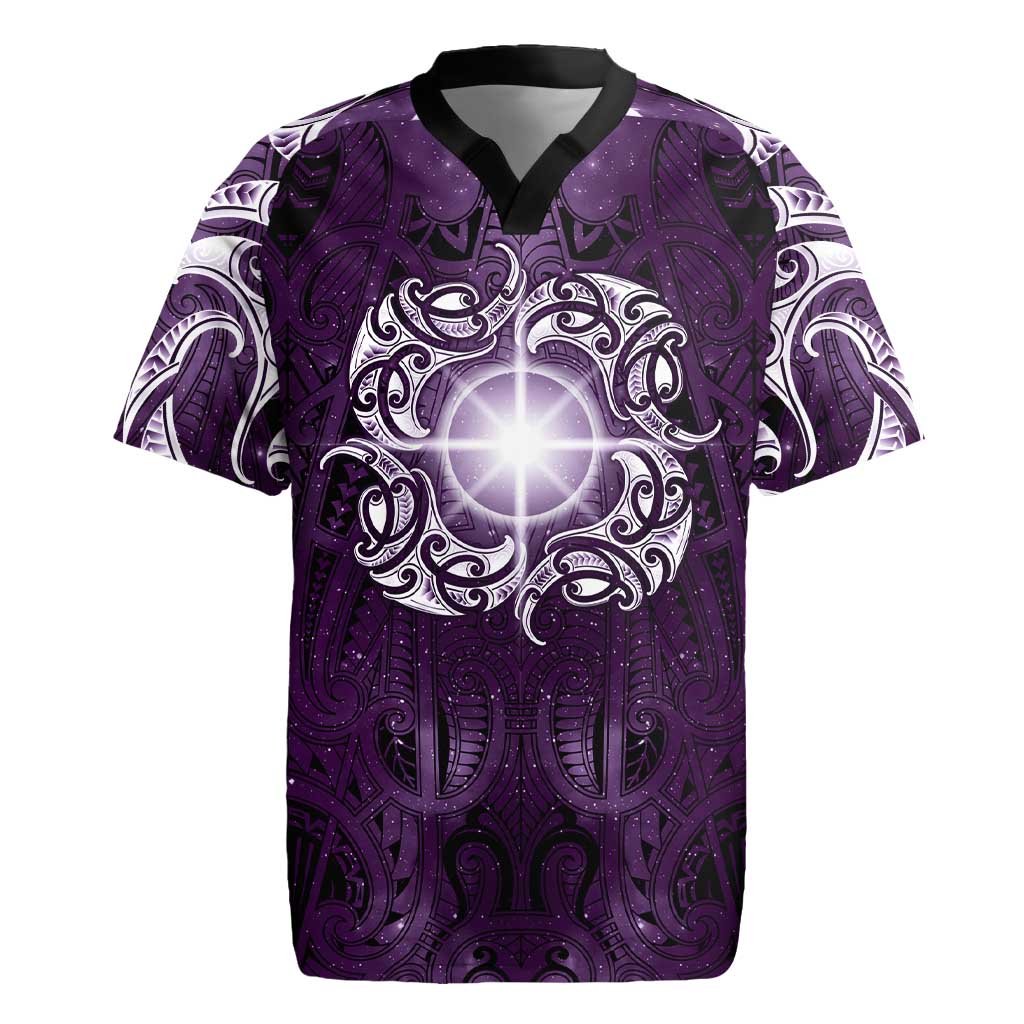 New Zealand Matariki Waipunarangi Rugby Jersey Maori Moko Purple Galaxy LT05