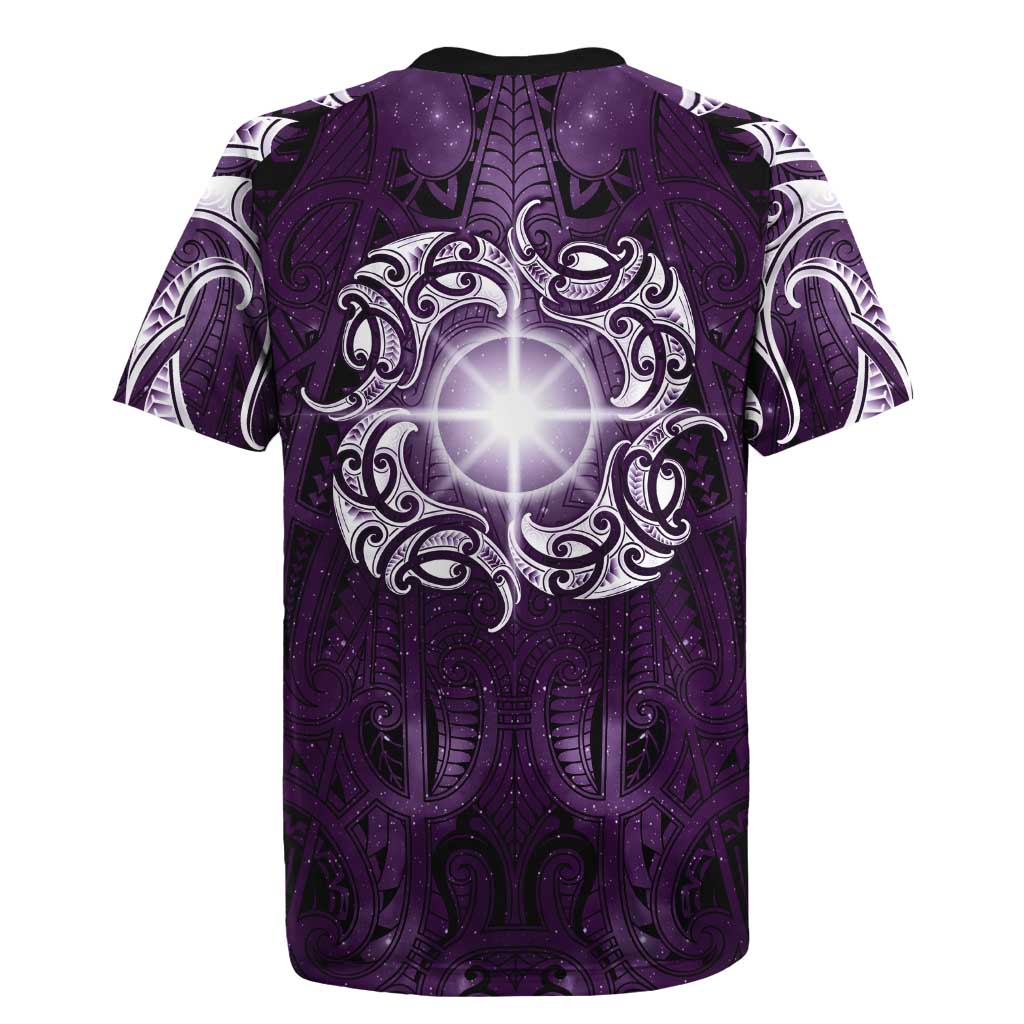 New Zealand Matariki Waipunarangi Rugby Jersey Maori Moko Purple Galaxy LT05