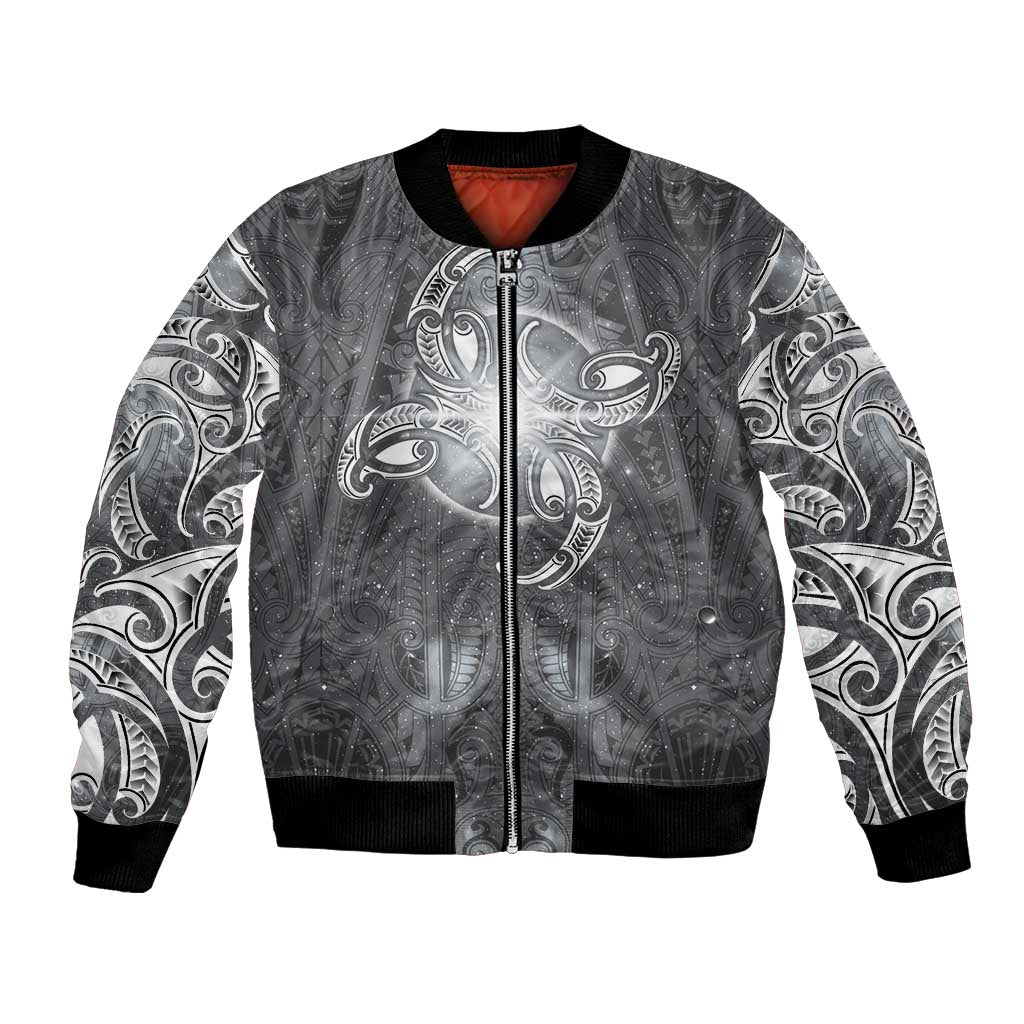 New Zealand Matariki Ururangi Bomber Jacket Maori Moko Grey Galaxy LT05