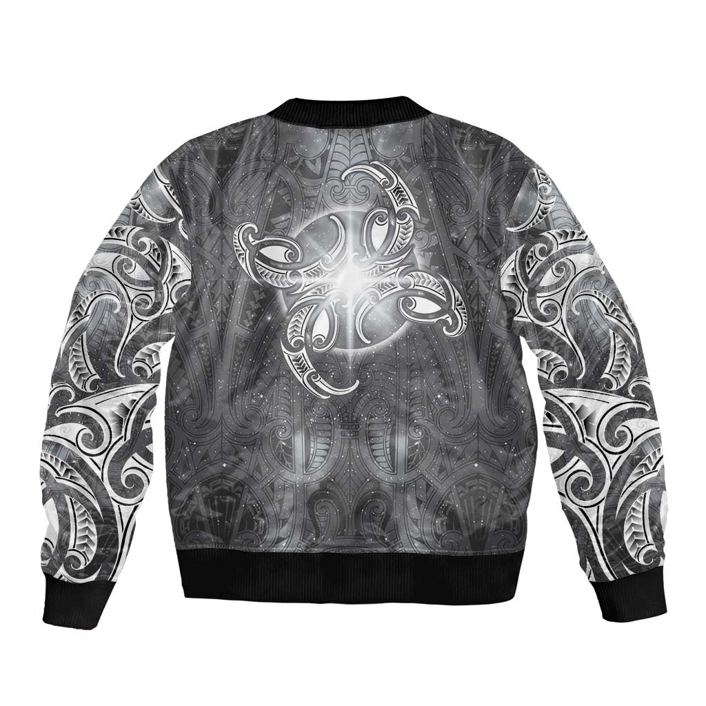 New Zealand Matariki Ururangi Bomber Jacket Maori Moko Grey Galaxy LT05