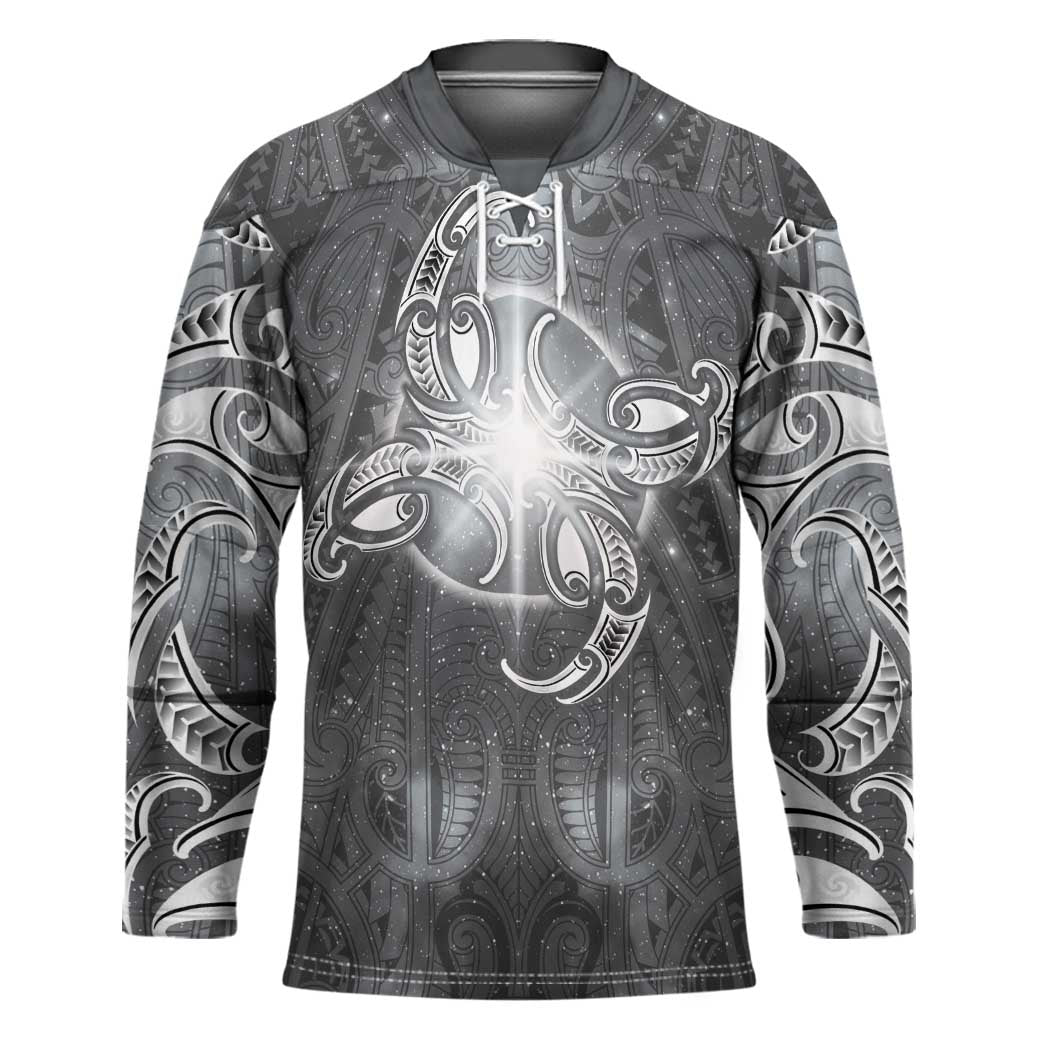New Zealand Matariki Ururangi Hockey Jersey Maori Moko Grey Galaxy LT05