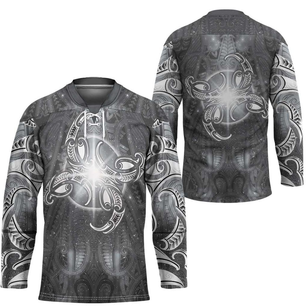 New Zealand Matariki Ururangi Hockey Jersey Maori Moko Grey Galaxy LT05