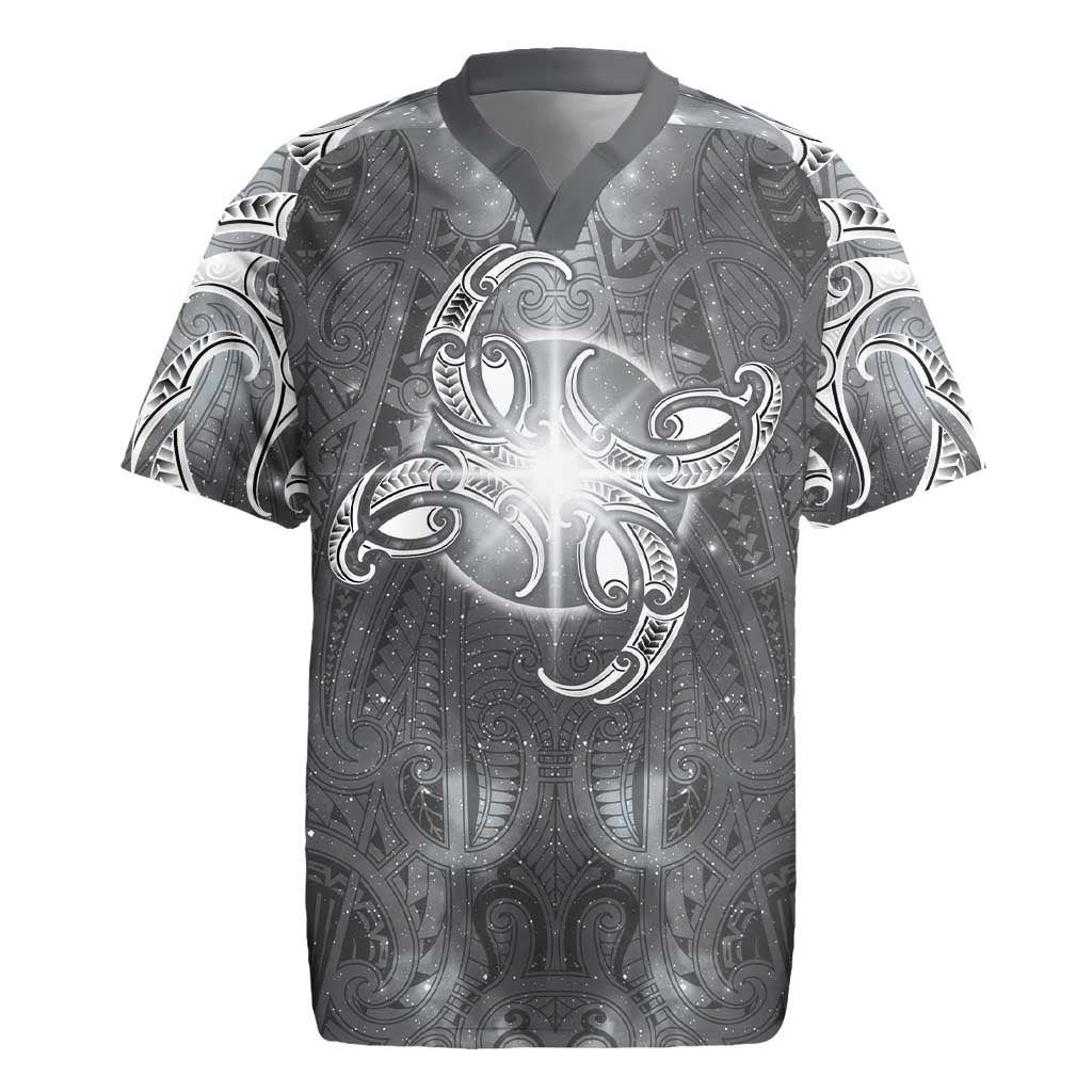 New Zealand Matariki Ururangi Rugby Jersey Maori Moko Grey Galaxy LT05