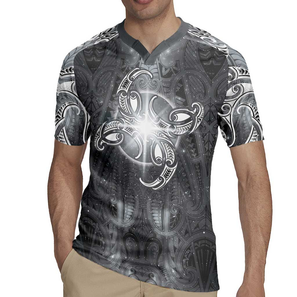 New Zealand Matariki Ururangi Rugby Jersey Maori Moko Grey Galaxy LT05