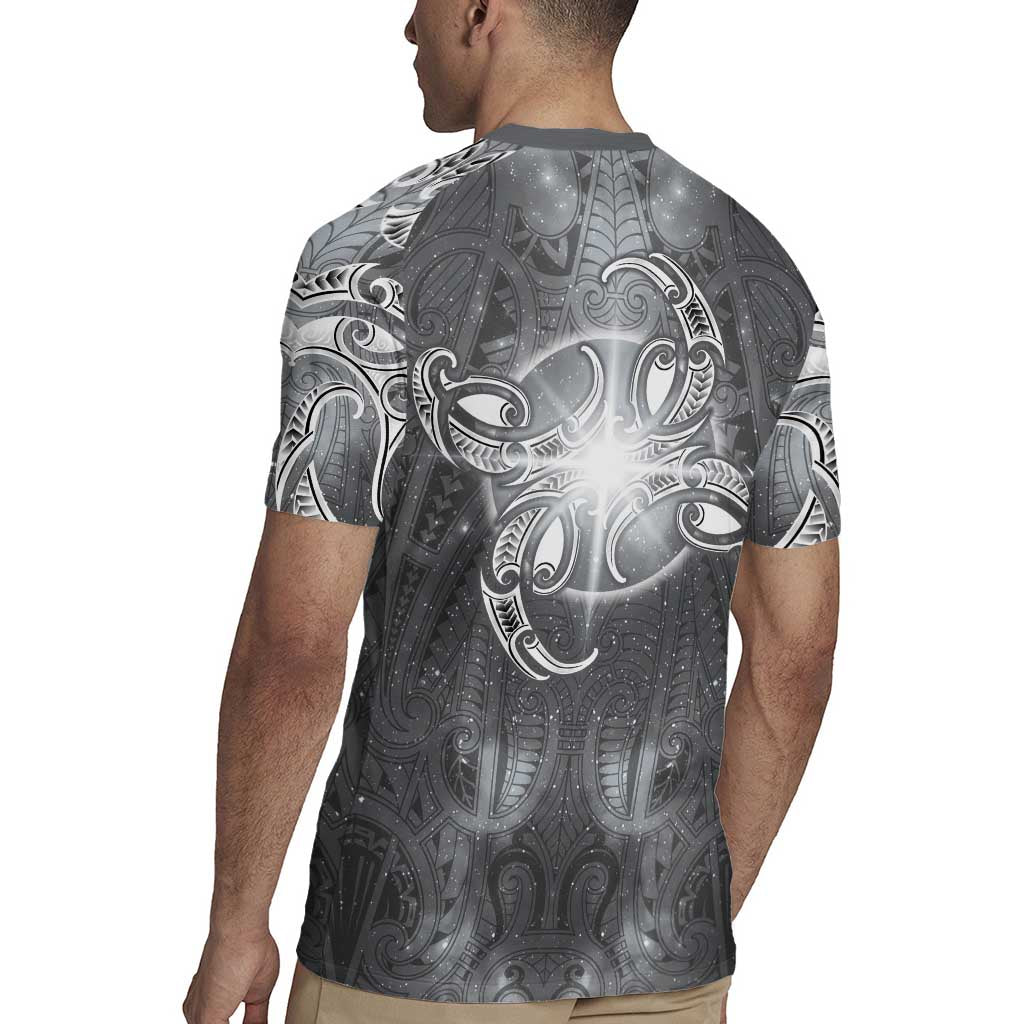 New Zealand Matariki Ururangi Rugby Jersey Maori Moko Grey Galaxy LT05