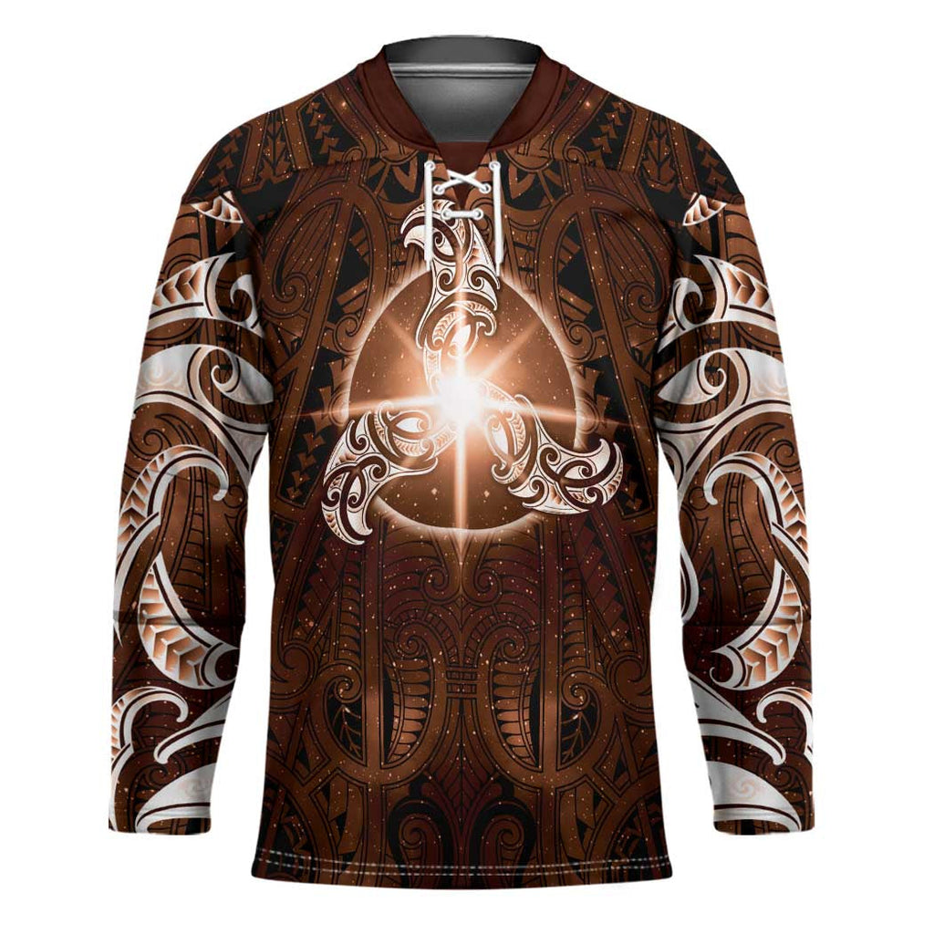 New Zealand Matariki Tupuanuku Hockey Jersey Maori Moko Brown Galaxy LT05