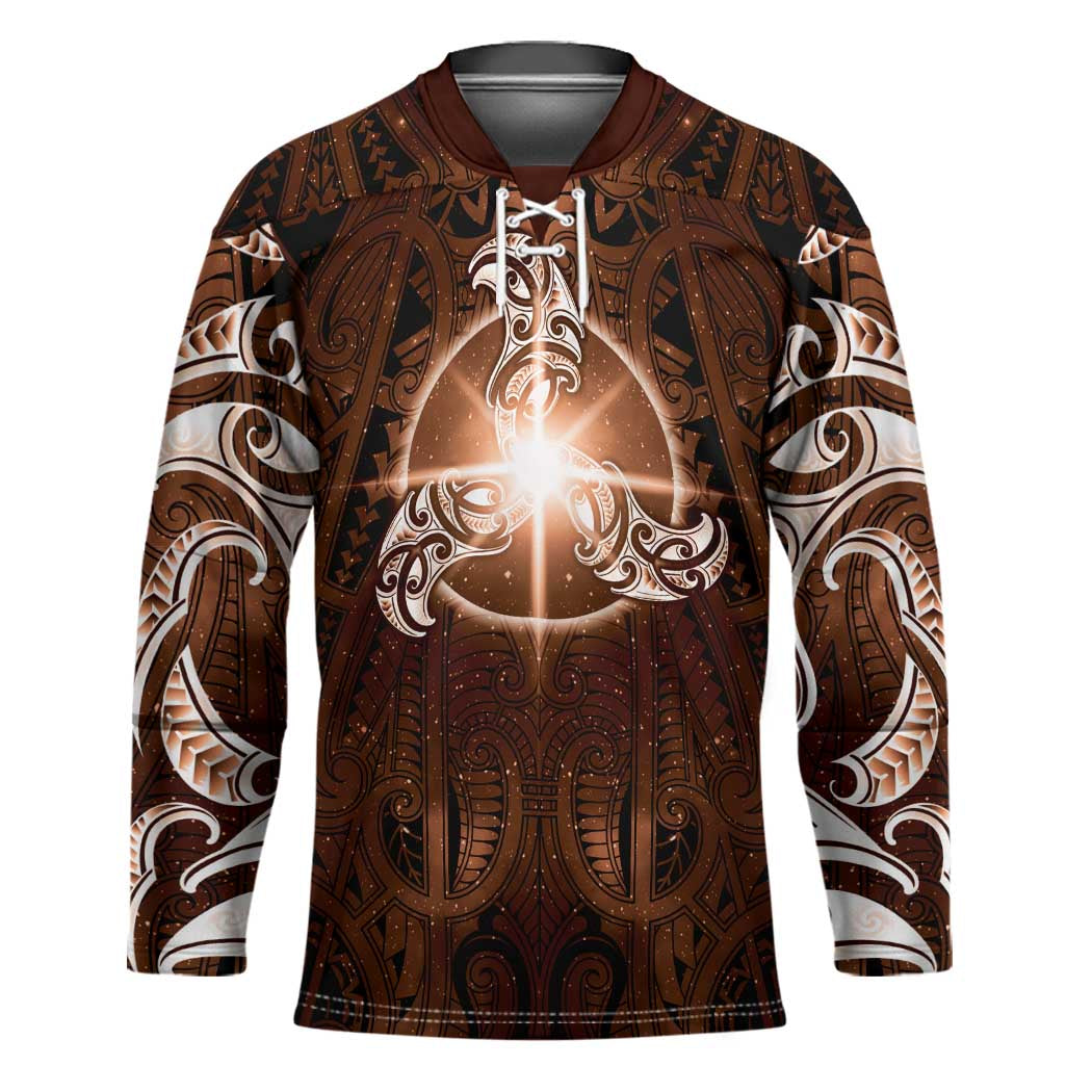 New Zealand Matariki Tupuanuku Hockey Jersey Maori Moko Brown Galaxy LT05