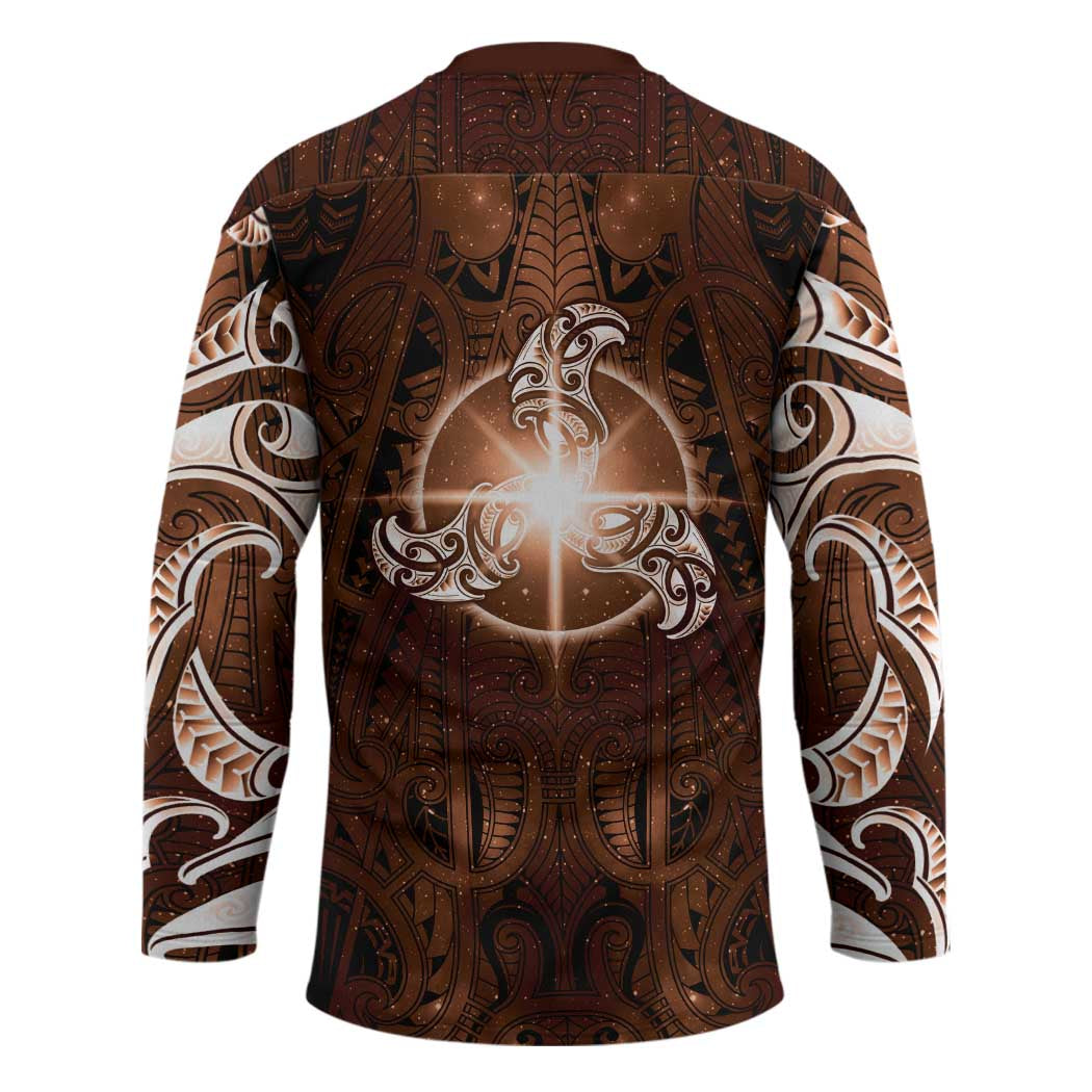 New Zealand Matariki Tupuanuku Hockey Jersey Maori Moko Brown Galaxy LT05