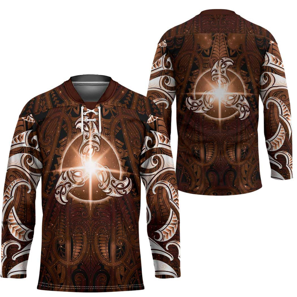 New Zealand Matariki Tupuanuku Hockey Jersey Maori Moko Brown Galaxy LT05