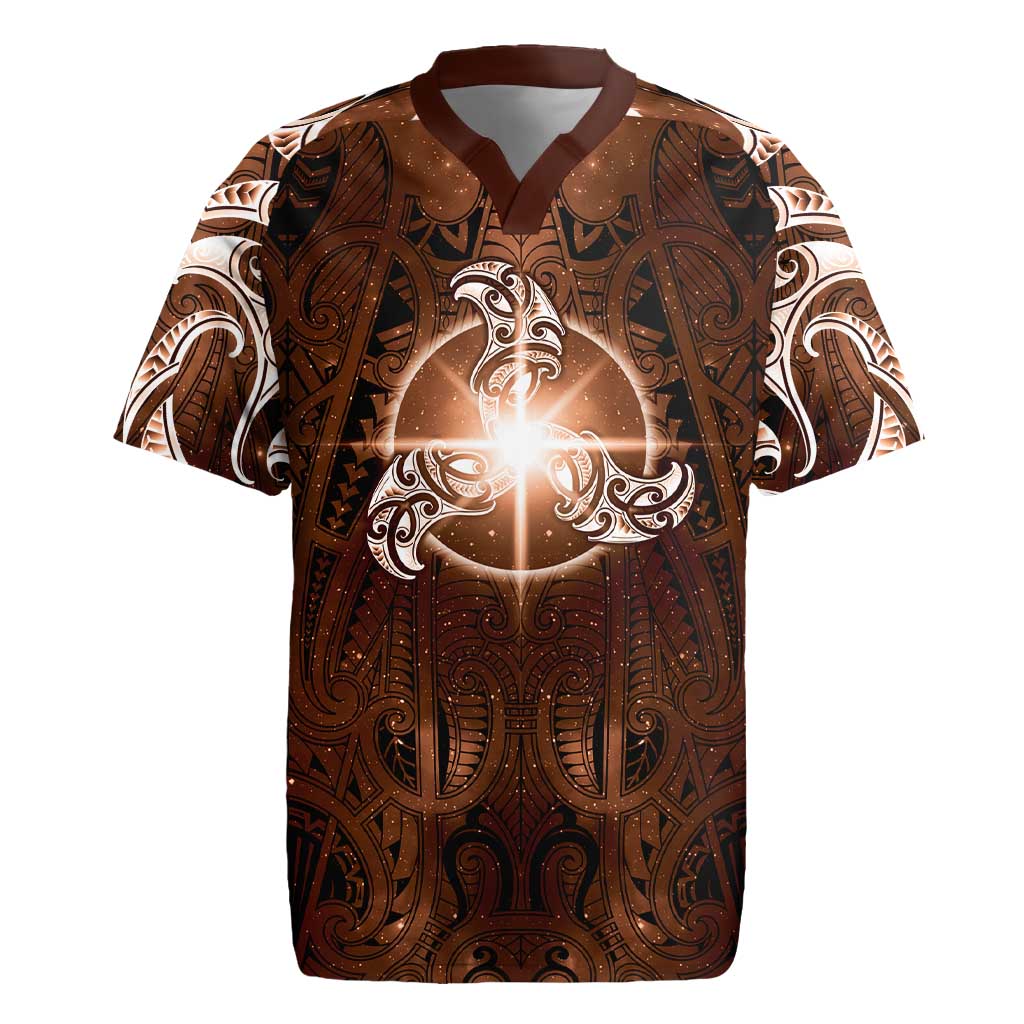 New Zealand Matariki Tupuanuku Rugby Jersey Maori Moko Brown Galaxy LT05
