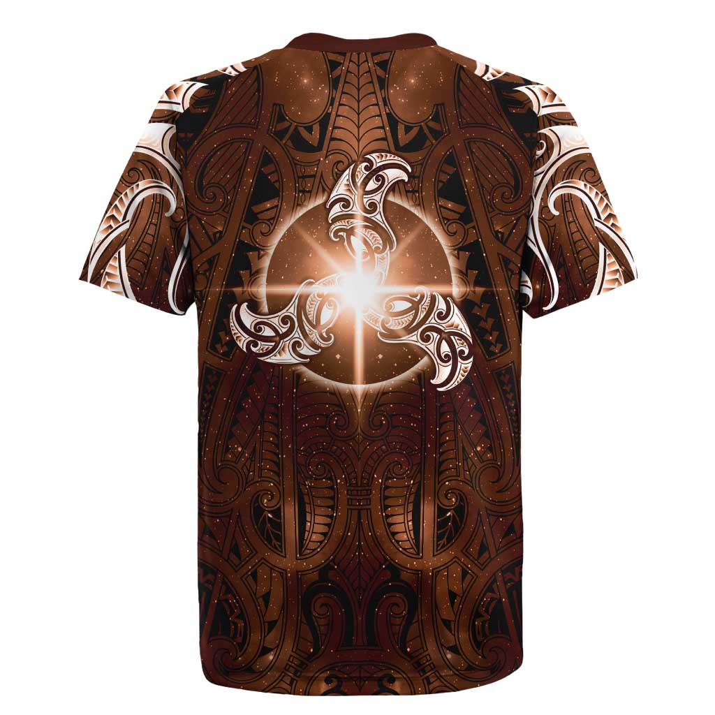 New Zealand Matariki Tupuanuku Rugby Jersey Maori Moko Brown Galaxy LT05