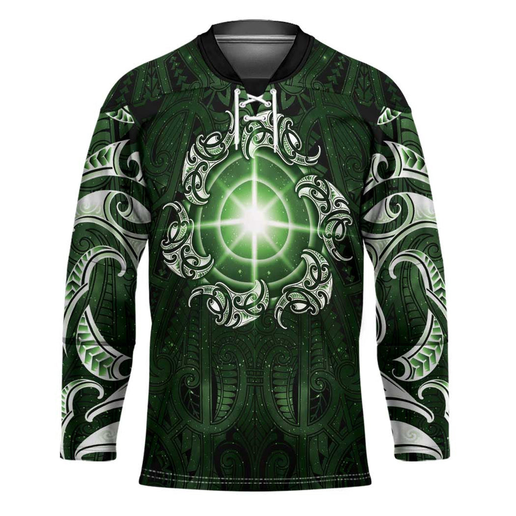 New Zealand Matariki Tupuarangi Hockey Jersey Maori Moko Green Galaxy LT05