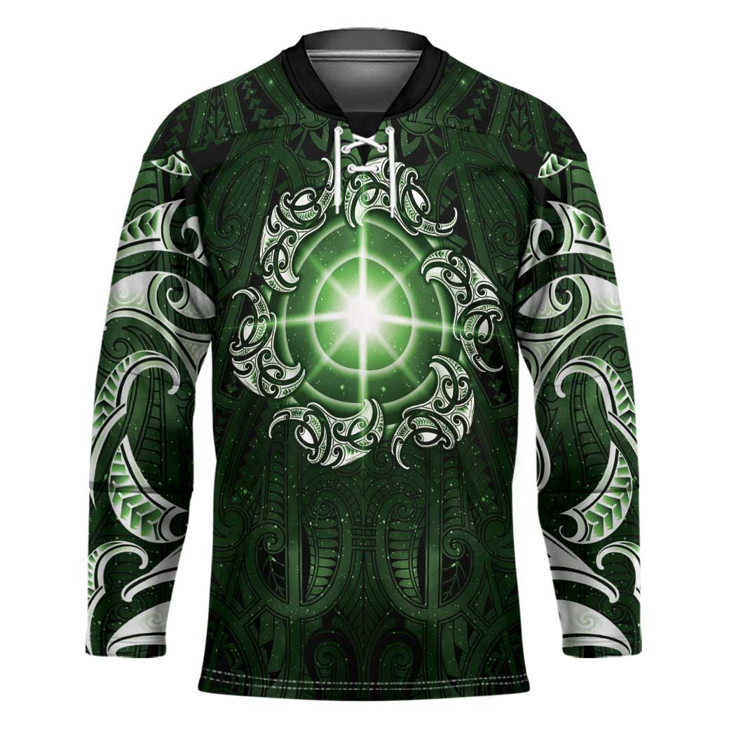 New Zealand Matariki Tupuarangi Hockey Jersey Maori Moko Green Galaxy LT05