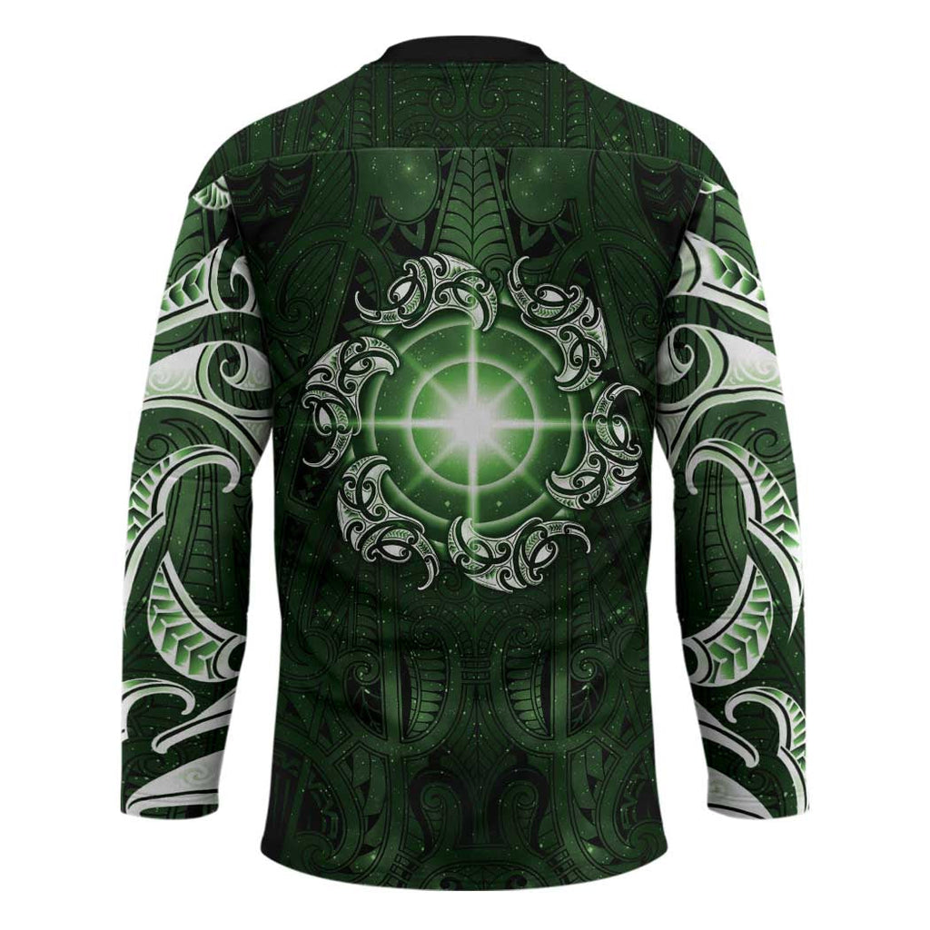 New Zealand Matariki Tupuarangi Hockey Jersey Maori Moko Green Galaxy LT05