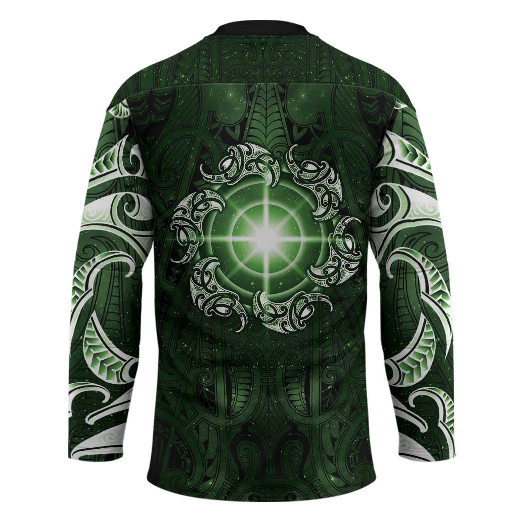 New Zealand Matariki Tupuarangi Hockey Jersey Maori Moko Green Galaxy LT05