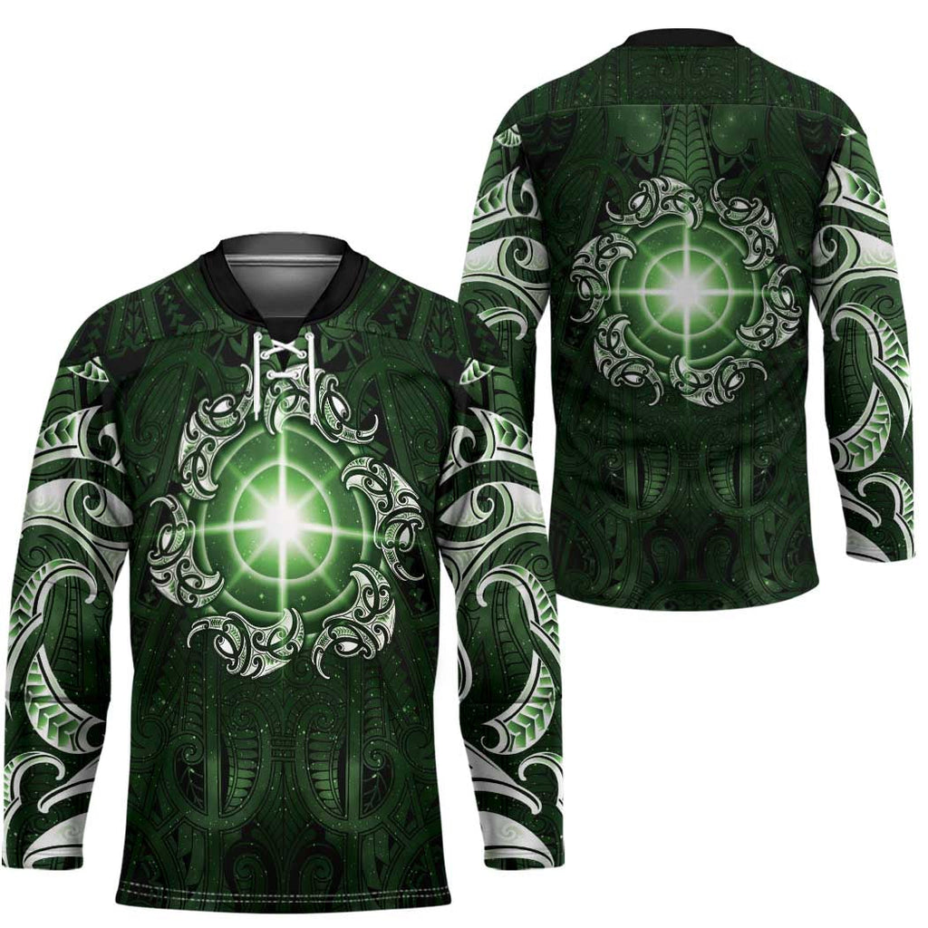 New Zealand Matariki Tupuarangi Hockey Jersey Maori Moko Green Galaxy LT05