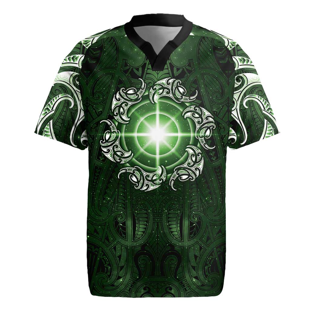 New Zealand Matariki Tupuarangi Rugby Jersey Maori Moko Green Galaxy LT05