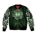 New Zealand Matariki Tupuarangi Sleeve Zip Bomber Jacket Maori Moko Green Galaxy LT05