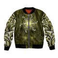 New Zealand Matariki Hiwaiterangi Bomber Jacket Maori Moko Yellow Galaxy LT05