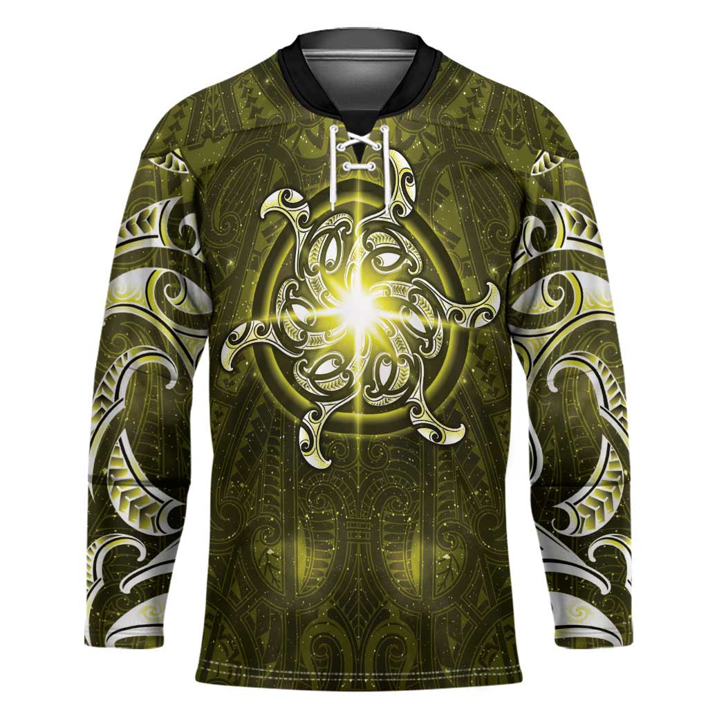 New Zealand Matariki Hiwaiterangi Hockey Jersey Maori Moko Yellow Galaxy LT05