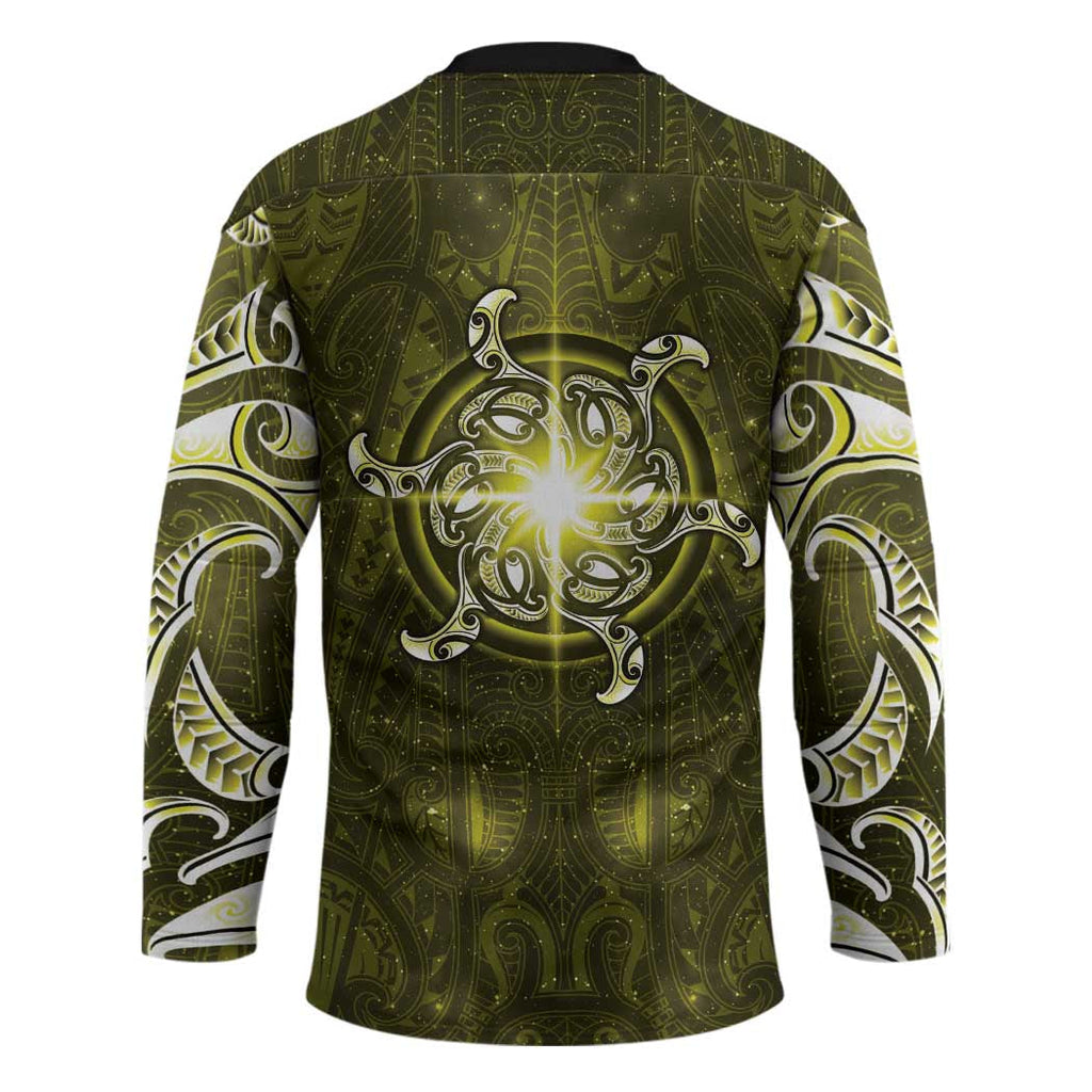 New Zealand Matariki Hiwaiterangi Hockey Jersey Maori Moko Yellow Galaxy LT05