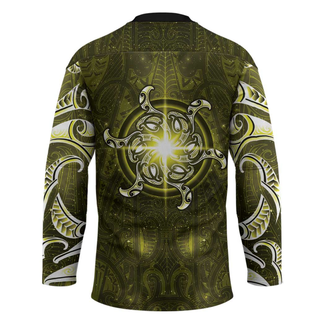 New Zealand Matariki Hiwaiterangi Hockey Jersey Maori Moko Yellow Galaxy LT05