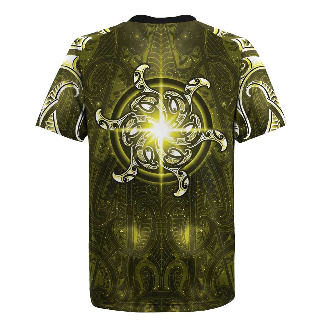 New Zealand Matariki Hiwaiterangi Rugby Jersey Maori Moko Yellow Galaxy LT05