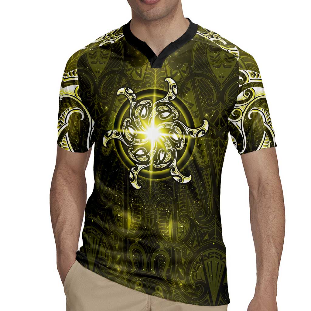 New Zealand Matariki Hiwaiterangi Rugby Jersey Maori Moko Yellow Galaxy LT05