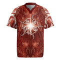 New Zealand Matariki Pohutukawa Rugby Jersey Maori Moko Red Galaxy LT05