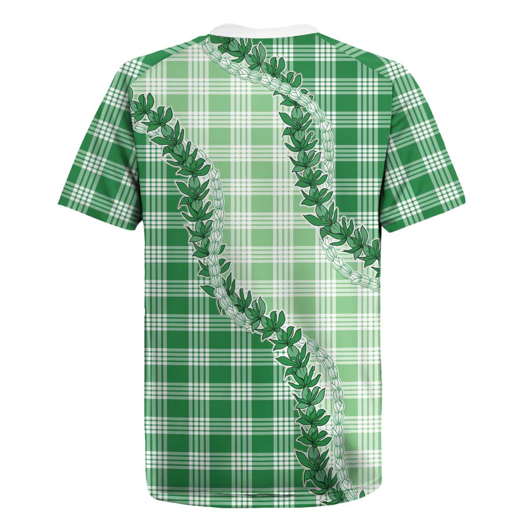 Green Hawaii Palaka Rugby Jersey Hawaiian Pikake Lei LT05