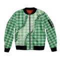 Green Hawaii Palaka Sleeve Zip Bomber Jacket Hawaiian Pikake Lei LT05