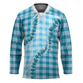 Blue Hawaii Palaka Hockey Jersey Hawaiian Pikake Lei LT05