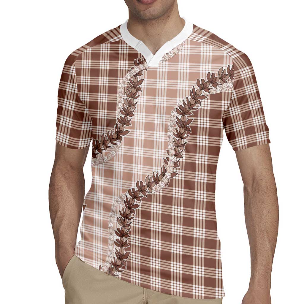 Beige Hawaii Palaka Rugby Jersey Hawaiian Pikake Lei LT05