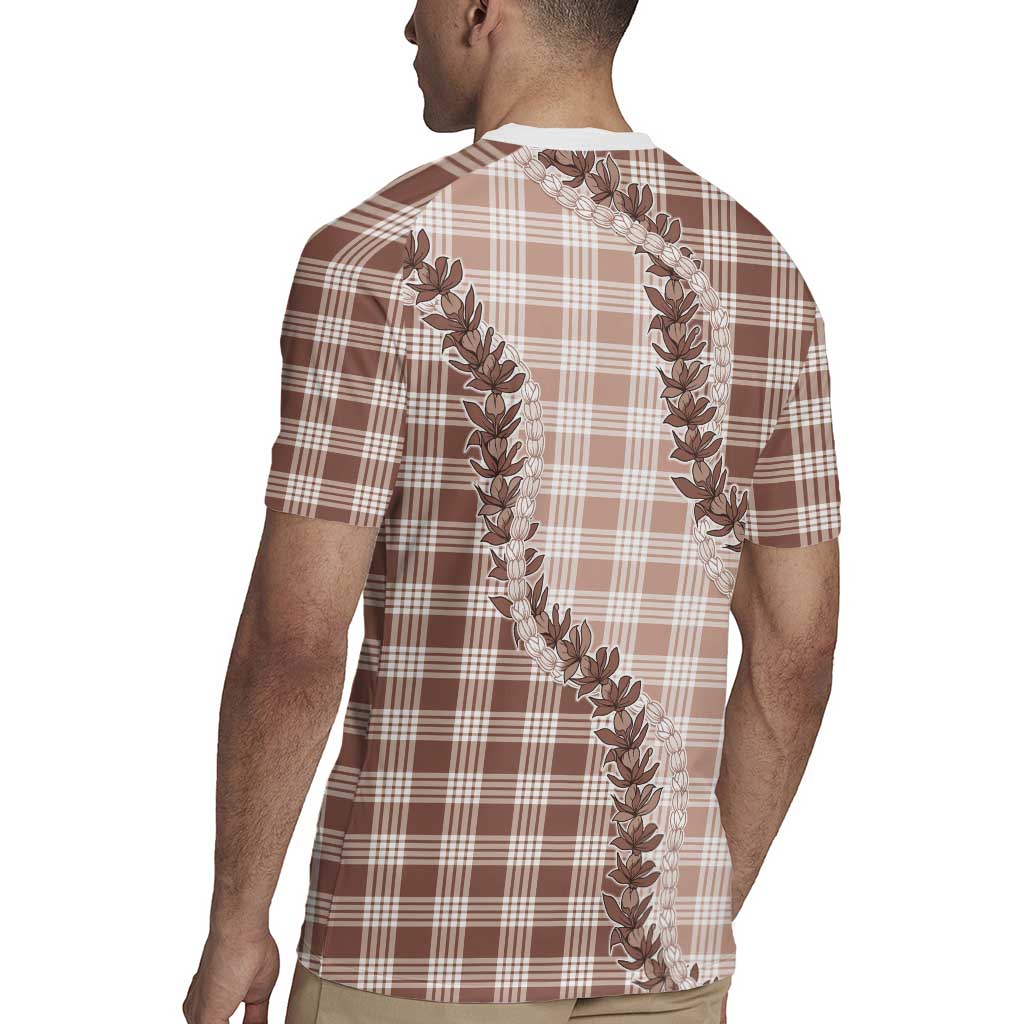 Beige Hawaii Palaka Rugby Jersey Hawaiian Pikake Lei LT05