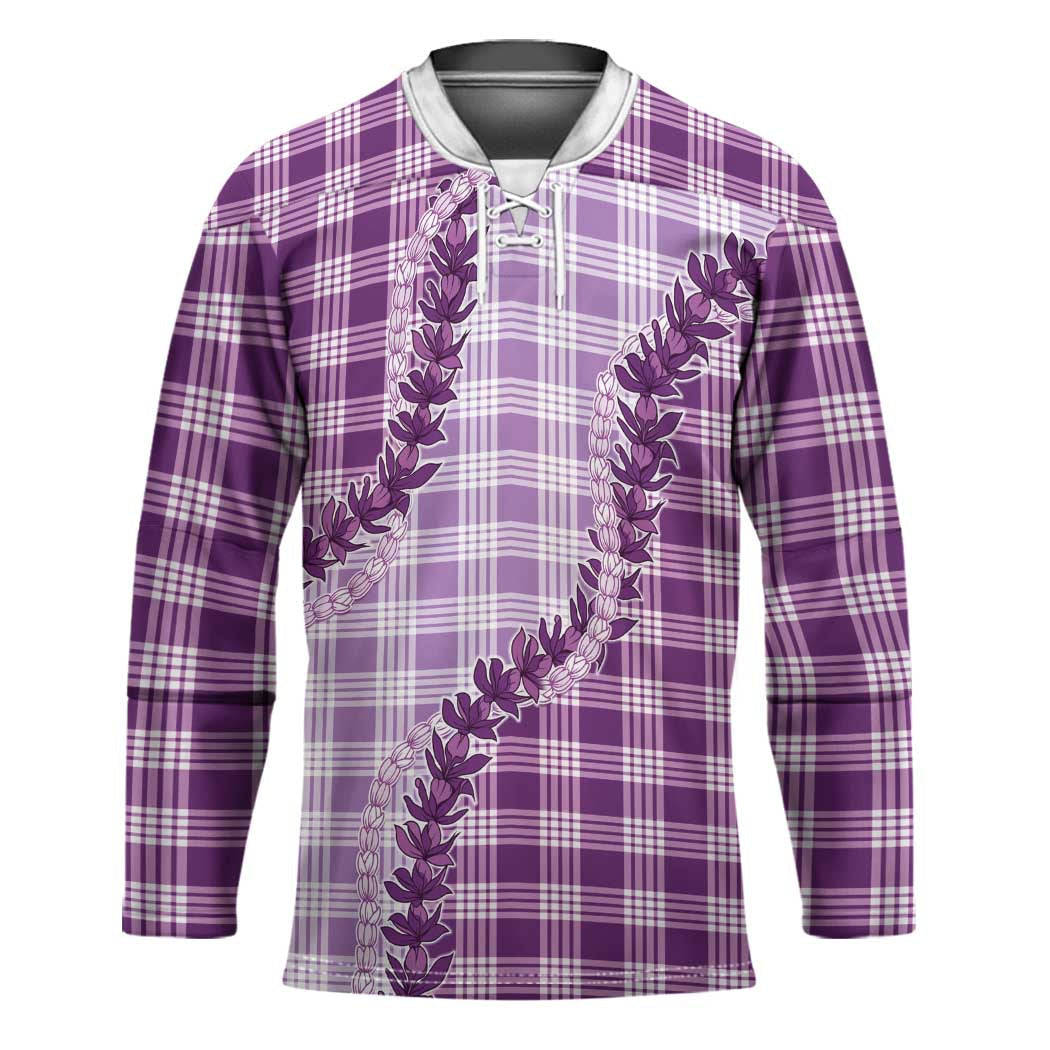 Violet Hawaii Palaka Hockey Jersey Hawaiian Pikake Lei LT05