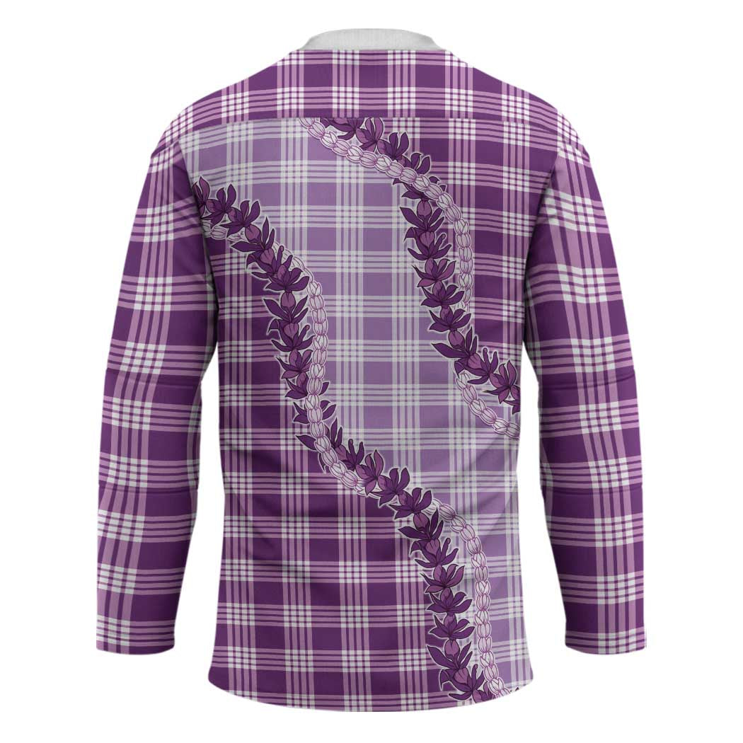 Violet Hawaii Palaka Hockey Jersey Hawaiian Pikake Lei LT05