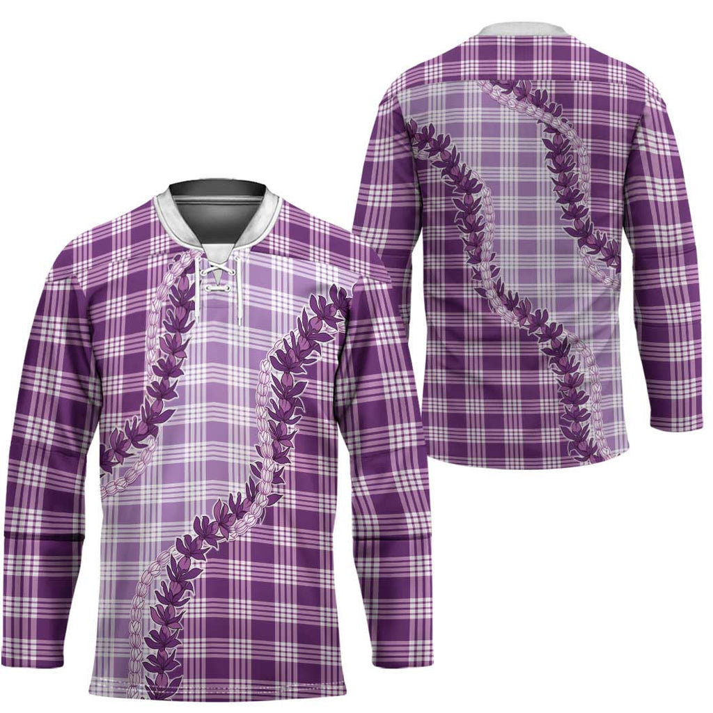 Violet Hawaii Palaka Hockey Jersey Hawaiian Pikake Lei LT05