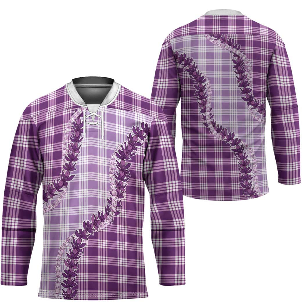 Violet Hawaii Palaka Hockey Jersey Hawaiian Pikake Lei LT05