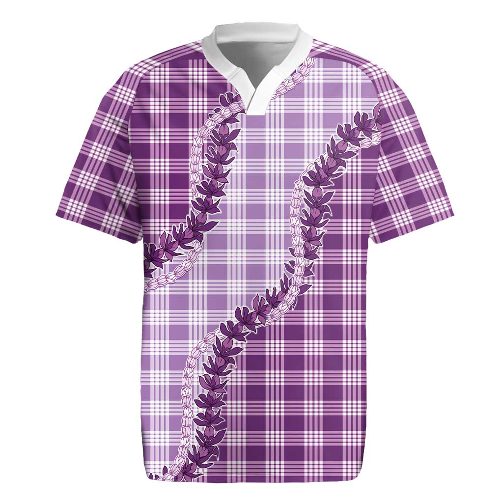 Violet Hawaii Palaka Rugby Jersey Hawaiian Pikake Lei LT05