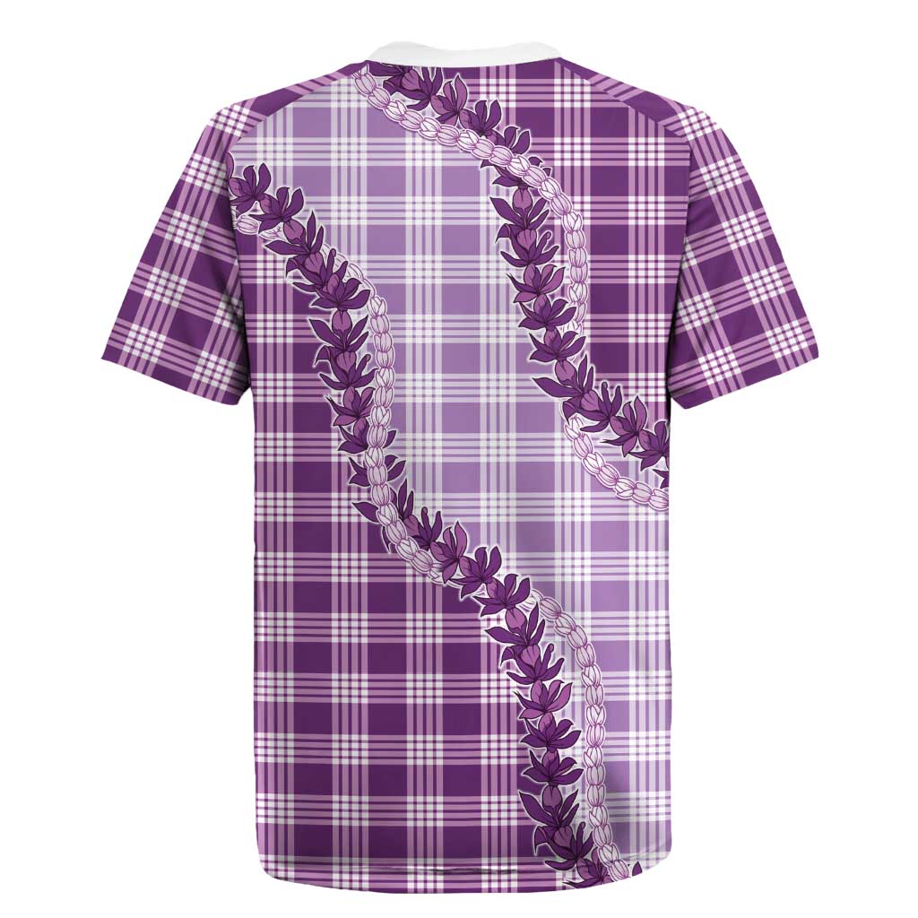 Violet Hawaii Palaka Rugby Jersey Hawaiian Pikake Lei LT05
