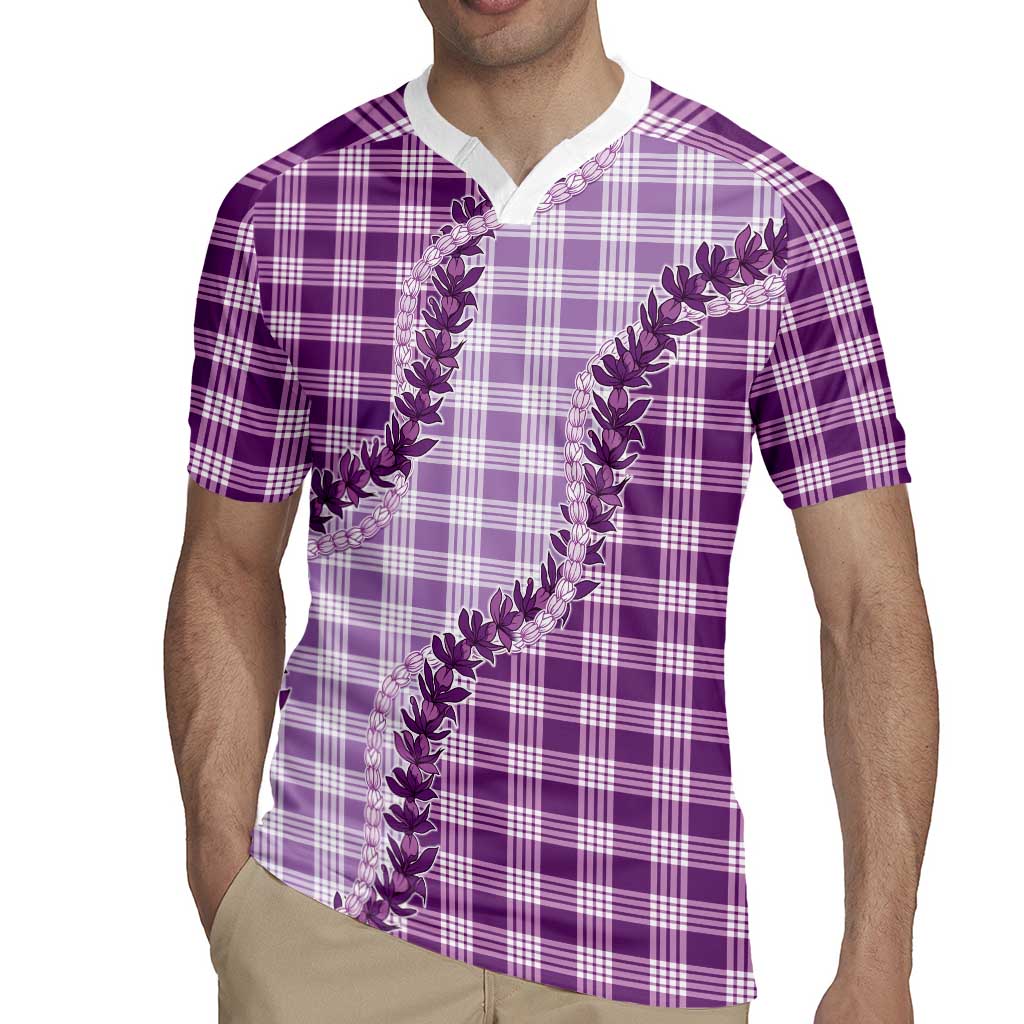 Violet Hawaii Palaka Rugby Jersey Hawaiian Pikake Lei LT05