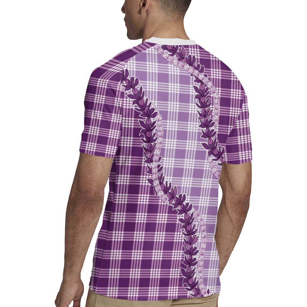 Violet Hawaii Palaka Rugby Jersey Hawaiian Pikake Lei LT05