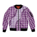 Violet Hawaii Palaka Sleeve Zip Bomber Jacket Hawaiian Pikake Lei LT05